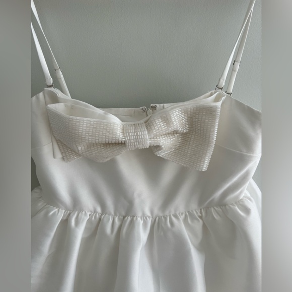 Self Portrait WHITE TAFFETA BANDEAU MINI DRESS - Picture 3 of 4